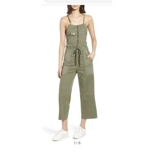 Hudson Jumpsuit Womens XS Green Zip Grunge Overalls Wide Leg Crop Gorp Core Y2K